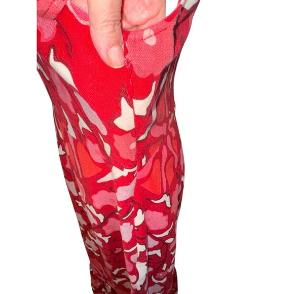 Rhode Zinnia Floral Print Bell Sleeve Midi Dress Red/Pink Floral Linen/Rayon 14 - Picture 7 of 15